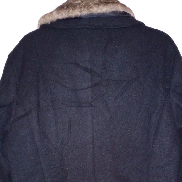 🆕🧥Faux Fur Collar Peacoat - Black, Sz L - Picture 6 of 6